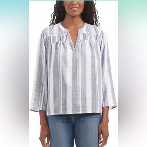 NWOT Splendid Linen Blend Striped Popover Blouse – Size Large